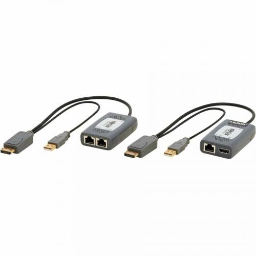 Tripp Lite By Eaton 1 Port DisplayPort Over Cat6 Extender Kit, Pigtail Transmitter/Receiver, 4K 60 Hz, HDR, 4:4:4, 230 Ft. (70.1 M), TAA Alternate-Image1/500