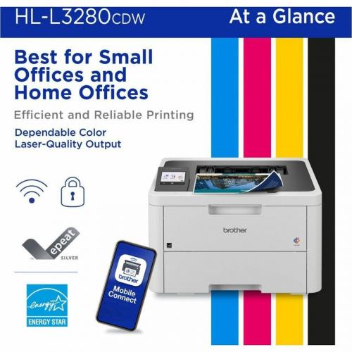 Brother HL L3280CDW Wireless Compact Digital Color Printer With Laser Quality Output, Duplex And Mobile Printing & Ethernet Alternate-Image1/500