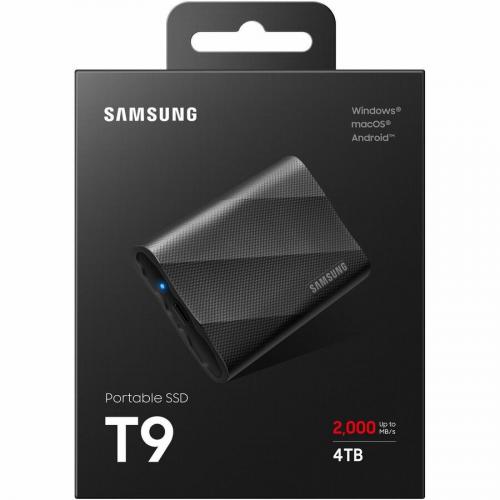 Samsung T9 4 TB Portable Rugged Solid State Drive   External   PCI Express NVMe   Black Alternate-Image1/500