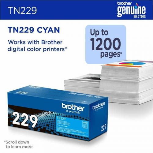 Brother Genuine TN229C Standard Yield Cyan Toner Cartridge Alternate-Image1/500