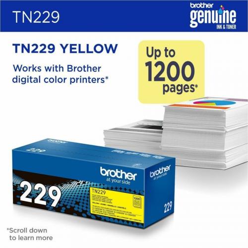 Brother Genuine TN229Y Standard Yield Yellow Toner Cartridge Alternate-Image1/500