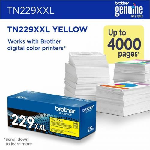 Brother Genuine TN229XXLY Super High Yield Yellow Toner Cartridge Alternate-Image1/500