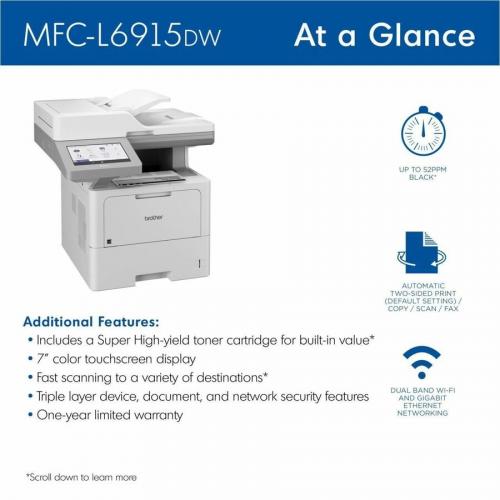 Brother MFC L6915DW Wireless Laser Multifunction Printer   Monochrome Alternate-Image1/500