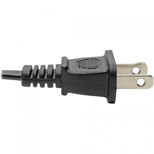 Eaton Tripp Lite Series 2 Slot Non Polarized Replacement Power Cord, 1 15P To C7   10A, 120V, 18 AWG, 6 Ft. (1.83 M), Black Alternate-Image2/500