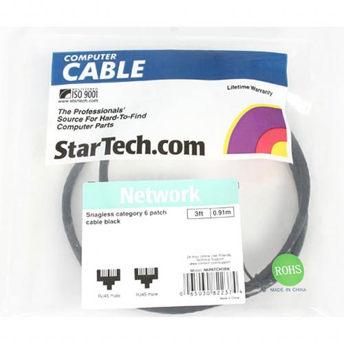 StarTech.com 3ft CAT6 Ethernet Cable   Black Snagless Gigabit   100W PoE UTP 650MHz Category 6 Patch Cord UL Certified Wiring/TIA Alternate-Image2/500