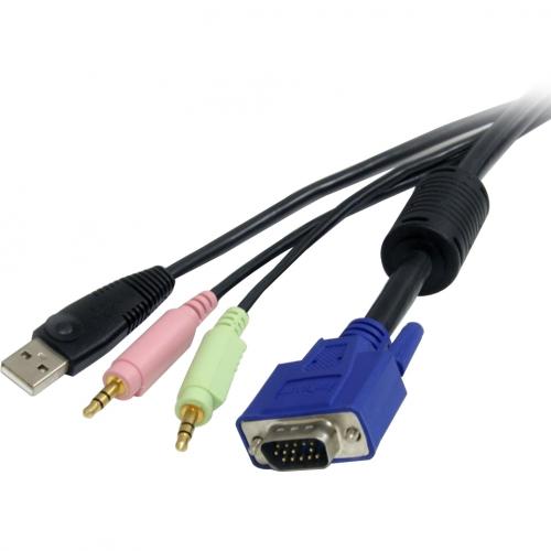 StarTech.com 4 In 1 USB VGA KVM Cable   Audio And Microphone   Keyboard / Video / Mouse / Audio Cable   4 Pin USB Type A, HD 15, Mini Phone Stereo 3.5 Mm (M)   HD 15, Mini Phone Stereo 3.5 Mm , 4 Pin USB Type B (M)   10 Ft Alternate-Image2/500