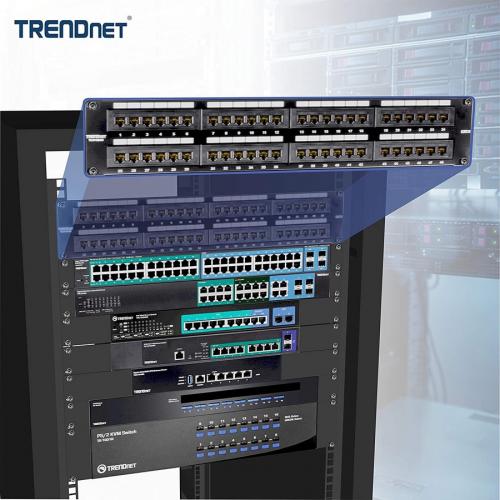 TRENDnet 48 Port Cat6 Unshielded Patch Panel, Wallmount Or Rackmount, Compatible With Cat3,4,5,5e,6 Cabling, For Ethernet, Fast Ethernet, Gigabit Applications, Black, TC P48C6 Alternate-Image2/500