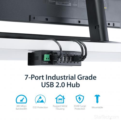 StarTech.com Mountable Rugged Industrial 7 Port USB 2.0 Hub Alternate-Image2/500