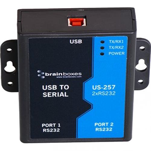 Brainboxes 2 Port RS232 USB To Serial Adapter Alternate-Image2/500