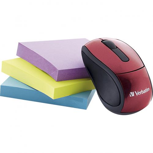 Verbatim Wireless Mini Travel Optical Mouse   Red Alternate-Image2/500