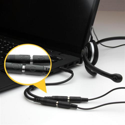 StarTech.com Headset Adapter For Headsets With Separate Headphone / Microphone Plugs   3.5mm 4 Position To 2x 3 Position 3.5mm M/F Alternate-Image2/500