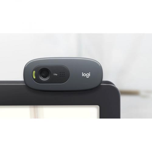 Logitech C270 HD Webcam, 720p, Widescreen HD Video Calling,Light Correction, Noise Reducing Mic, For Skype, FaceTime, Hangouts, WebEx, PC/Mac/Laptop/Macbook/Tablet   Black Alternate-Image2/500
