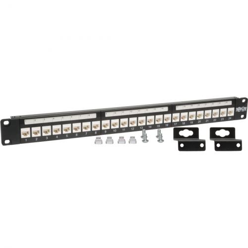 Tripp Lite By Eaton 24 Port Cat6/Cat5 Low Profile Feed Through Patch Panel, 1U Rack Mount/Wall Mount, TAA Alternate-Image2/500