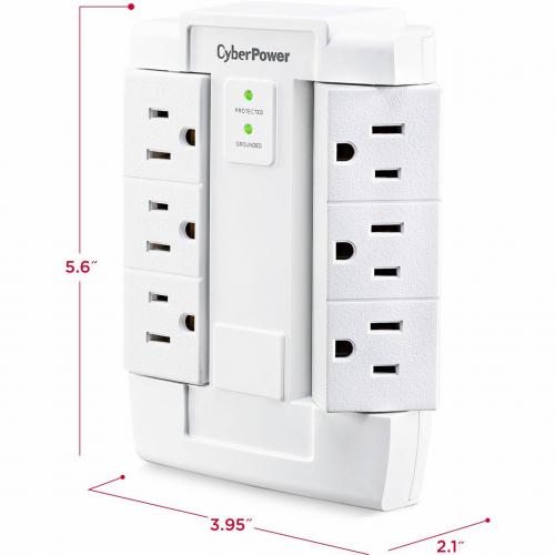 CyberPower CSB600WS Essential 6 Outlets Surge Suppressor Wall Tap And Swivel Outputs   Plain Brown Boxes Alternate-Image2/500