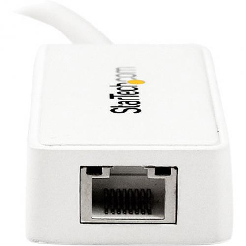StarTech.com USB 3.0 To Gigabit Ethernet Adapter NIC W/ USB Port   White Alternate-Image2/500