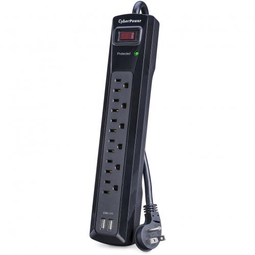 CyberPower CSP604U Professional 6 Outlets Surge With 1200J, 2 2.4A USB And 4FT Cord   Plain Brown Boxes Alternate-Image2/500
