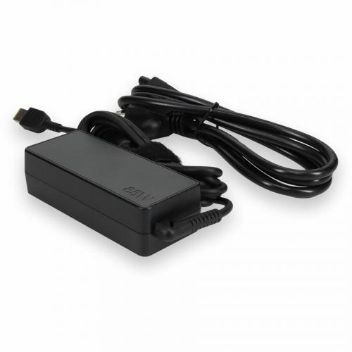 Lenovo 0B47455 Compatible 65W 20V At 3.25A Black Slim Tip Laptop Power Adapter And Cable Alternate-Image2/500