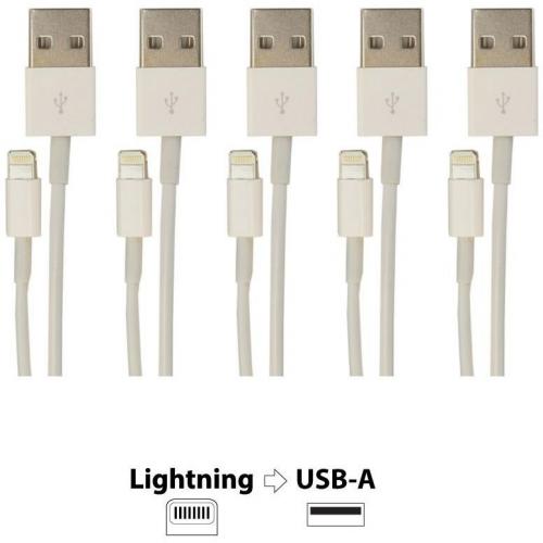 VisionTek Lightning To USB 1 Meter Cable White 5 Pack (M/M) Alternate-Image2/500