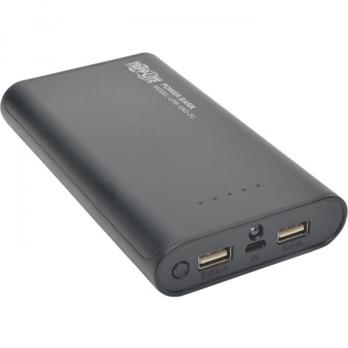 Tripp Lite By Eaton Portable Charger   2x USB A, 12,000mAh Power Bank, Lithium Ion, LED Flashlight, Black Alternate-Image2/500