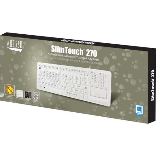 Adesso Antimicrobial Waterproof Touchpad Keyboard (White) Alternate-Image2/500