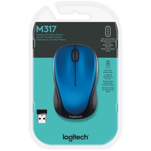 Logitech M317 Wireless Mouse, 2.4 GHz With USB Unifying Receiver, 1000 DPI Optical Tracking, 12 Month Battery, Compatible With PC, Mac, Laptop, Chromebook (Steel Blue) Alternate-Image2/500