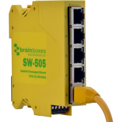 Brainboxes Industrial Compact Ethernet 5 Port Switch DIN Rail Mountable Alternate-Image2/500
