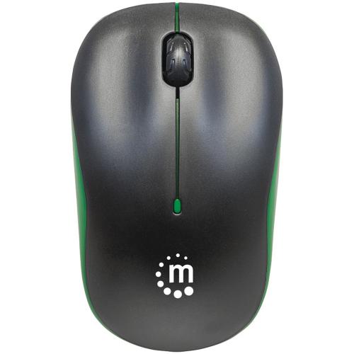 Manhattan Success Wireless Mouse, Black/Green, 1000dpi, 2.4Ghz (up To 10m), USB, Optical, Three Button With Scroll Wheel, USB Micro Receiver, AA Battery (included), Low Friction Base, Three Year Warranty, Blister Alternate-Image2/500