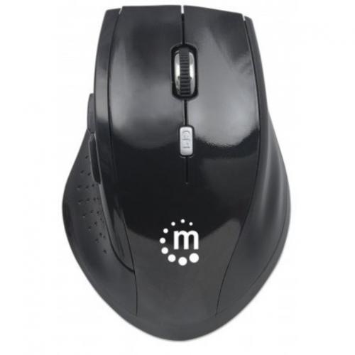 Manhattan Curve Wireless Mouse, Black, Adjustable DPI (800, 1200 Or 1600dpi), 2.4Ghz (up To 10m), USB, Optical, Five Button With Scroll Wheel, USB Micro Receiver, 2x AAA Batteries (included), Full Size, Low Friction Base, Three Year Warranty, Blister Alternate-Image2/500