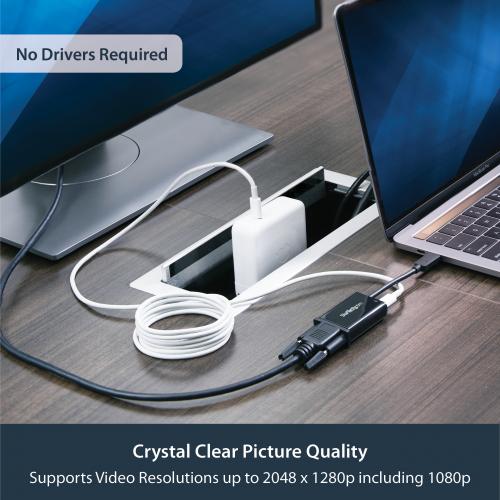StarTech.com USB C To VGA Adapter With 60W Power Delivery Pass Through   1080p USB Type C To VGA Video Converter W/ Charging   Black Alternate-Image2/500