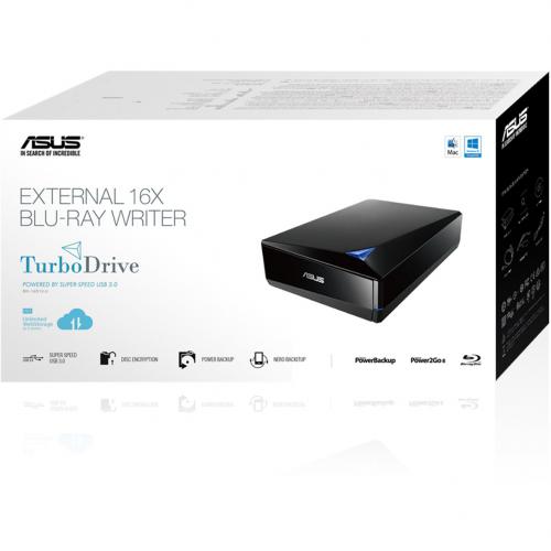 Asus Turbo Drive BW 16D1X U Blu Ray Writer   External   Black Alternate-Image2/500