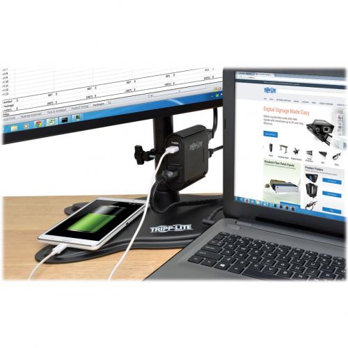Tripp Lite By Eaton AC/USB Charging Clip For Display Mounts W/ 2 USB Ports & 2 5 15R Alternate-Image2/500