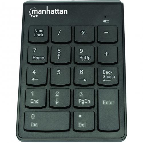 Manhattan Numeric Keypad, Wireless (2.4GHz), USB A Micro Receiver, 18 Full Size Keys, Black, Membrane Key Switches, Auto Power Management, Range 10m, AAA Battery (included), Windows And Mac, Three Year Warranty, Blister Alternate-Image2/500