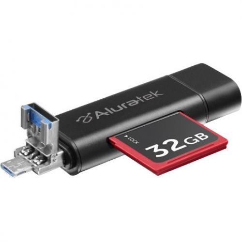 Aluratek USB 3.1 / Type C / Micro USB OTG (On The Go) SD And Micro SD Card Reader Alternate-Image2/500