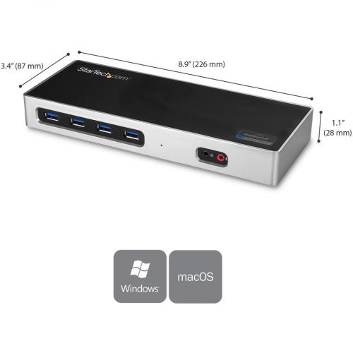 StarTech.com USB C / USB 3.0 Docking Station   Compatible With Windows / MacOS   Supports 4K Ultra HD Dual Monitors   USB C   Six USB Type A Ports   DK30A2DH Alternate-Image2/500