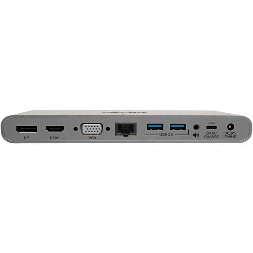 Tripp Lite By Eaton USB C Dock, Triple Display   4K HDMI/DisplayPort, VGA, USB 3.x (5Gbps), USB A/C Hub Ports, GbE, 100W PD Charging   Thunderbolt 3, Silver Alternate-Image2/500