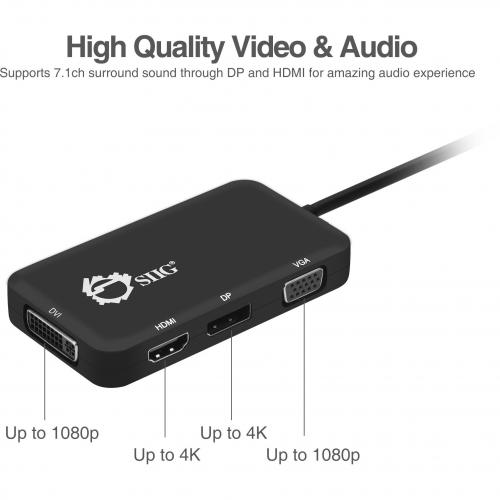 SIIG USB C To 4 In 1 Multiport Video Adapter   DVI/VGA/DP/HDMI Alternate-Image2/500