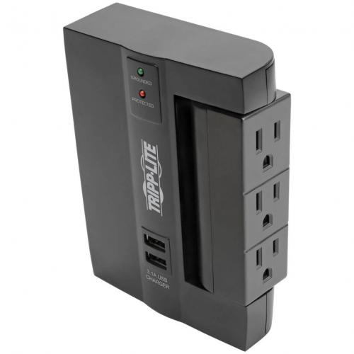 Tripp Lite By Eaton Protect It! 6 Outlet Surge Protector With 3 Rotatable Outlets   Direct Plug In, 1200 Joules, 2 USB Ports Alternate-Image2/500