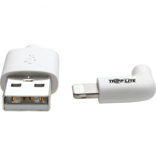Eaton Tripp Lite Series USB A To Right Angle Lightning Sync/Charge Cable, MFi Certified   White, M/M, USB 2.0, 3 Ft. (0.91 M) Alternate-Image2/500