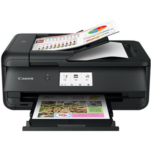 Canon PIXMA TS TS9520 Wireless Inkjet Multifunction Printer Color Copier/Scanner 4800x1200 Print Manual Duplex Print 100 Sheets Input Color Scanner 1200 Optical Scan Ethernet Wireless LAN Canon Mobile Printing Alternate-Image2/500