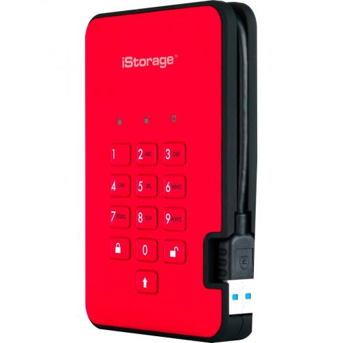 IStorage DiskAshur2 2 TB Portable Rugged Solid State Drive   2.5" External   Red   TAA Compliant Alternate-Image2/500
