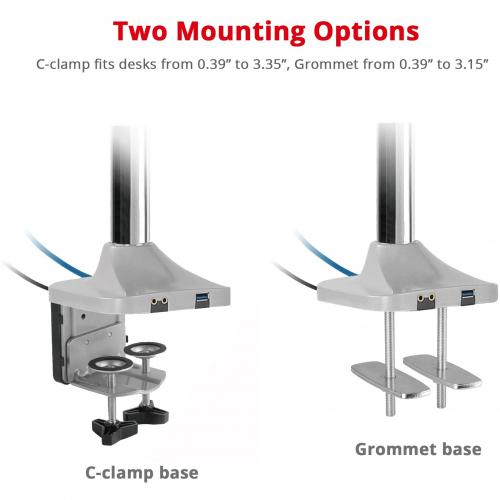 SIIG Dual Monitor Gas Spring Desk Mount With USB Port   17" To 32" Alternate-Image2/500