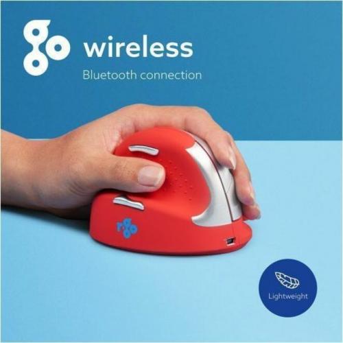 R Go HE Sport Ergonomic Mouse, Vertical Mouse, Prevents RSI, Medium (hand Length 165 185mm), Right Handed, Wireless Bluetooth Connection, Red Alternate-Image2/500