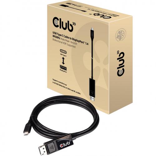 Club 3D USB Type C Cable To DP 1.4 8K60Hz M/M 1.8m/5.9ft Alternate-Image2/500