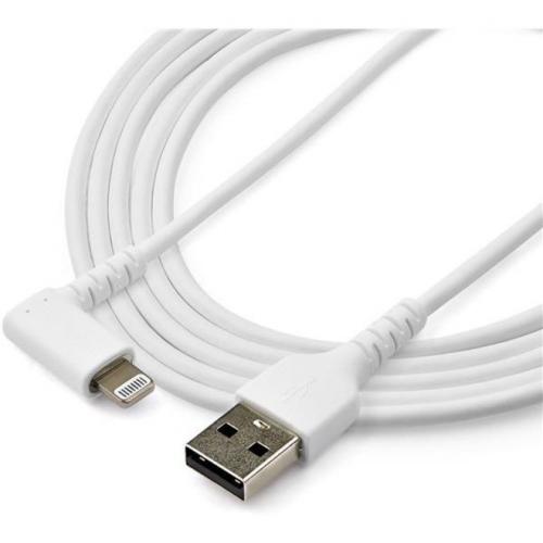 StarTech.com 2m USB A To Lightning Cable IPhone IPad Durable Right Angled 90 Degree White Charger Cord W/Aramid Fiber Apple MFI Certified Alternate-Image2/500