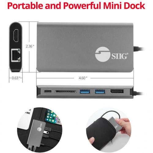 SIIG USB C MST Video With Hub, LAN And PD 3.0 Docking   7 In 1 MST Docking Station With 100W PD   MacOS For DP Or HDMI Video Alternate-Image2/500
