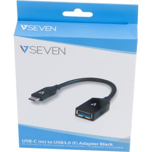 V7 Black USB Cable USB 3.0 A Female To USB C Male 0.3m 1ft Alternate-Image2/500