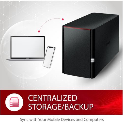 BUFFALO LinkStation SoHo 220 Home Office NAS Storage 8TB Personal Cloud Hard Drives Included Alternate-Image2/500