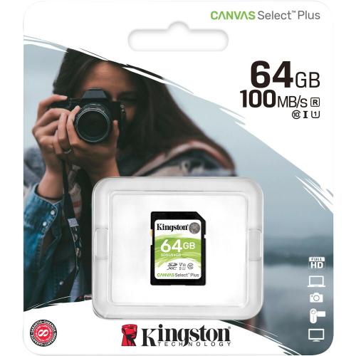 Kingston 64GB SDXC Canvas Select Plus 100MB/s Read Class 10 UHS I U1 V10 Memory Card (SDS2/64GB) Alternate-Image2/500