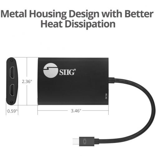 SIIG 4K 2 Ports Mini DisplayPort 1.2 To HDMI MST Splitter Alternate-Image2/500
