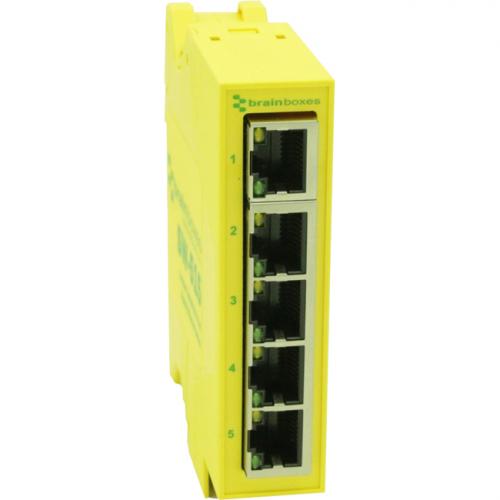 Brainboxes Compact Industrial 5 Port Gigabit Ethernet Switch DIN Rail Mountable Alternate-Image2/500
